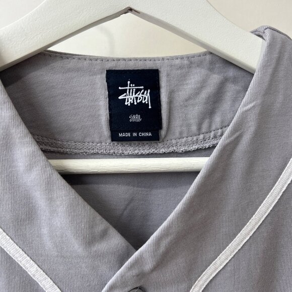 Stussy classic Baseball cotton jersey shirt, Gray, Size S - Picture 4 of 9